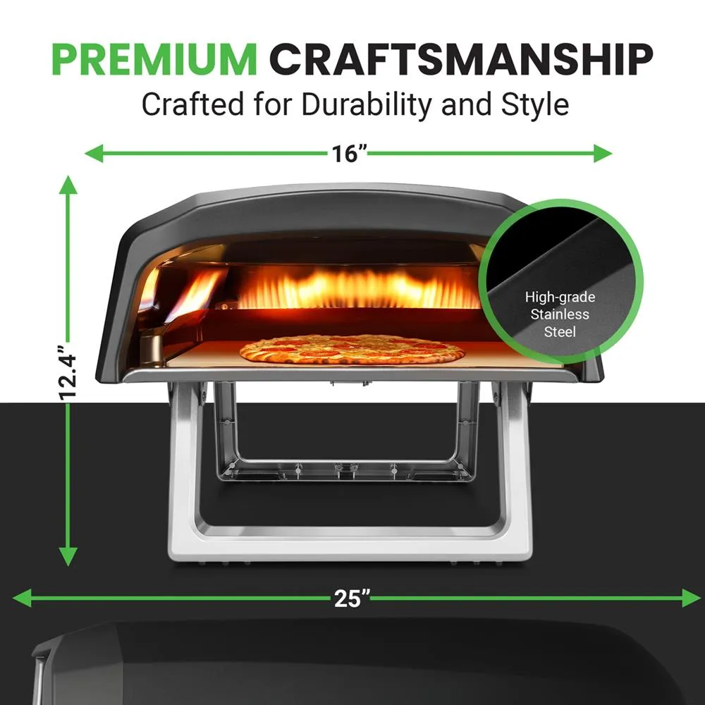 Nutrichef four à pizza gaz 30 cm inox 500°C