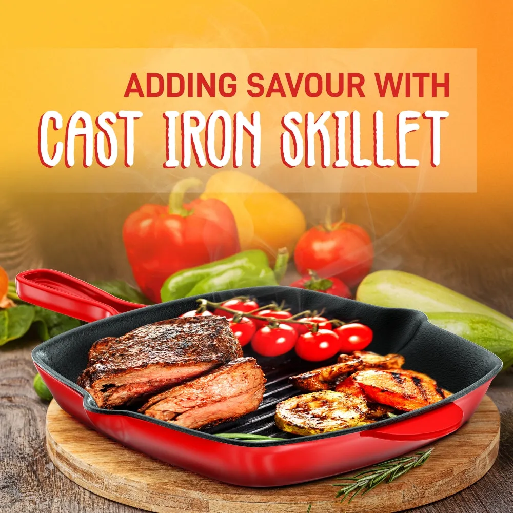 Nutrichef poêle grill fonte 28 cm émail rainurée