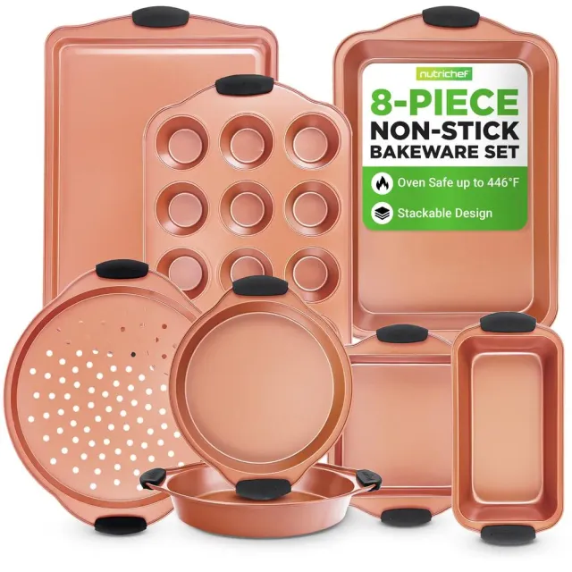 Nutrichef Set 8 Moules Cuisson Antiadhésif Cuivre