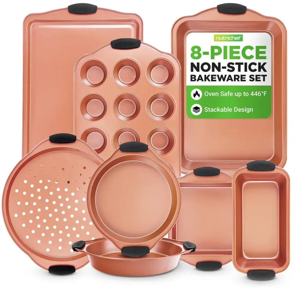 Nutrichef Set 8 Moules Cuisson Antiadhésif Cuivre