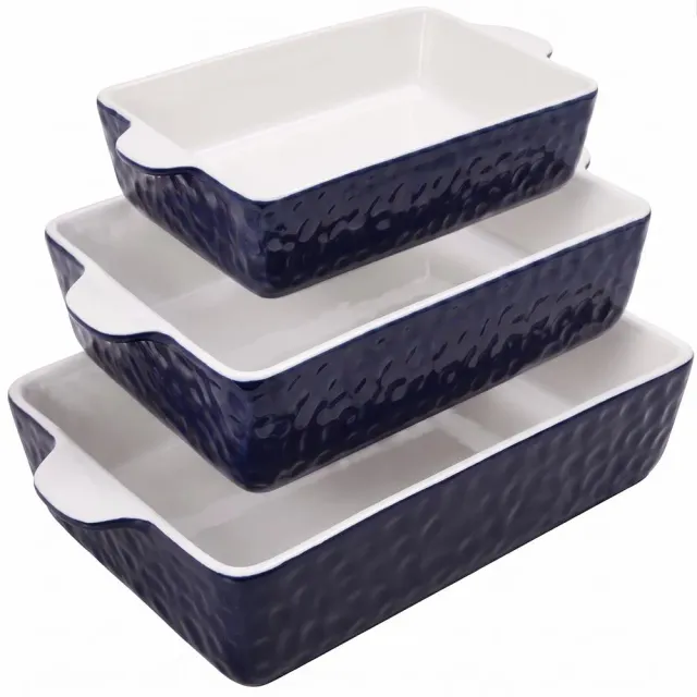 Nutrichef Lot 3 Plats Céramique Bleu Royal Antiadhésif