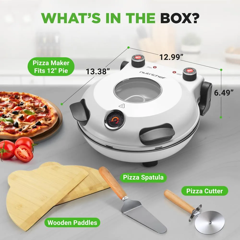 Nutrichef four à pizza électrique 12 pouces pierre blanc