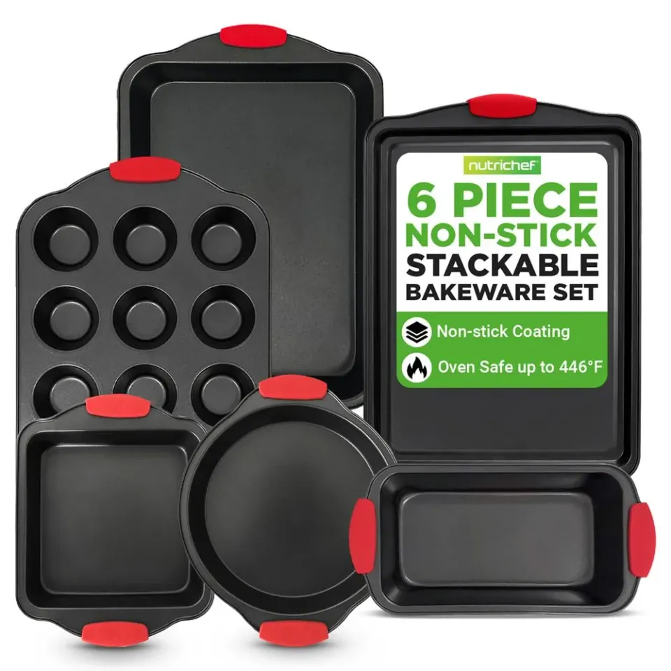 Nutrichef Set 6 moules pâtisserie acier poignées rouges