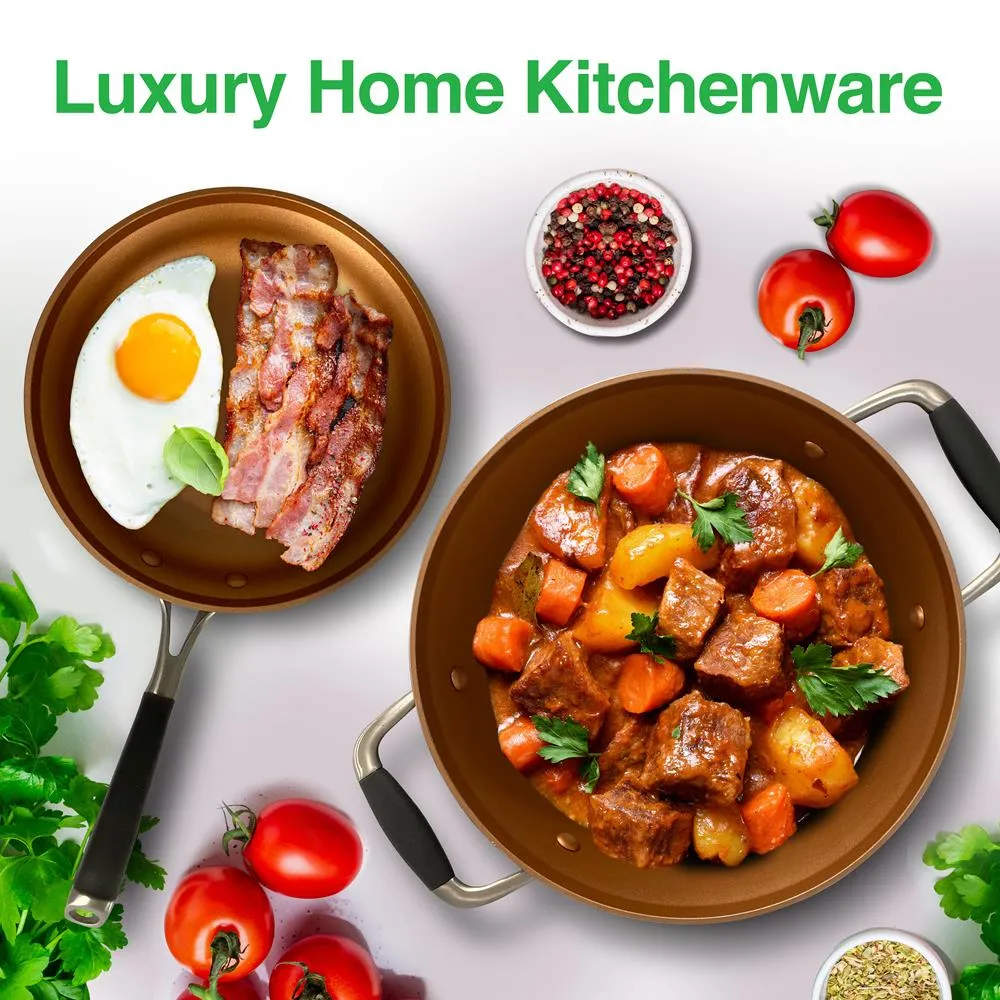 Nutrichef batterie cuisine 14 pièces cuivre induction avec ustensiles