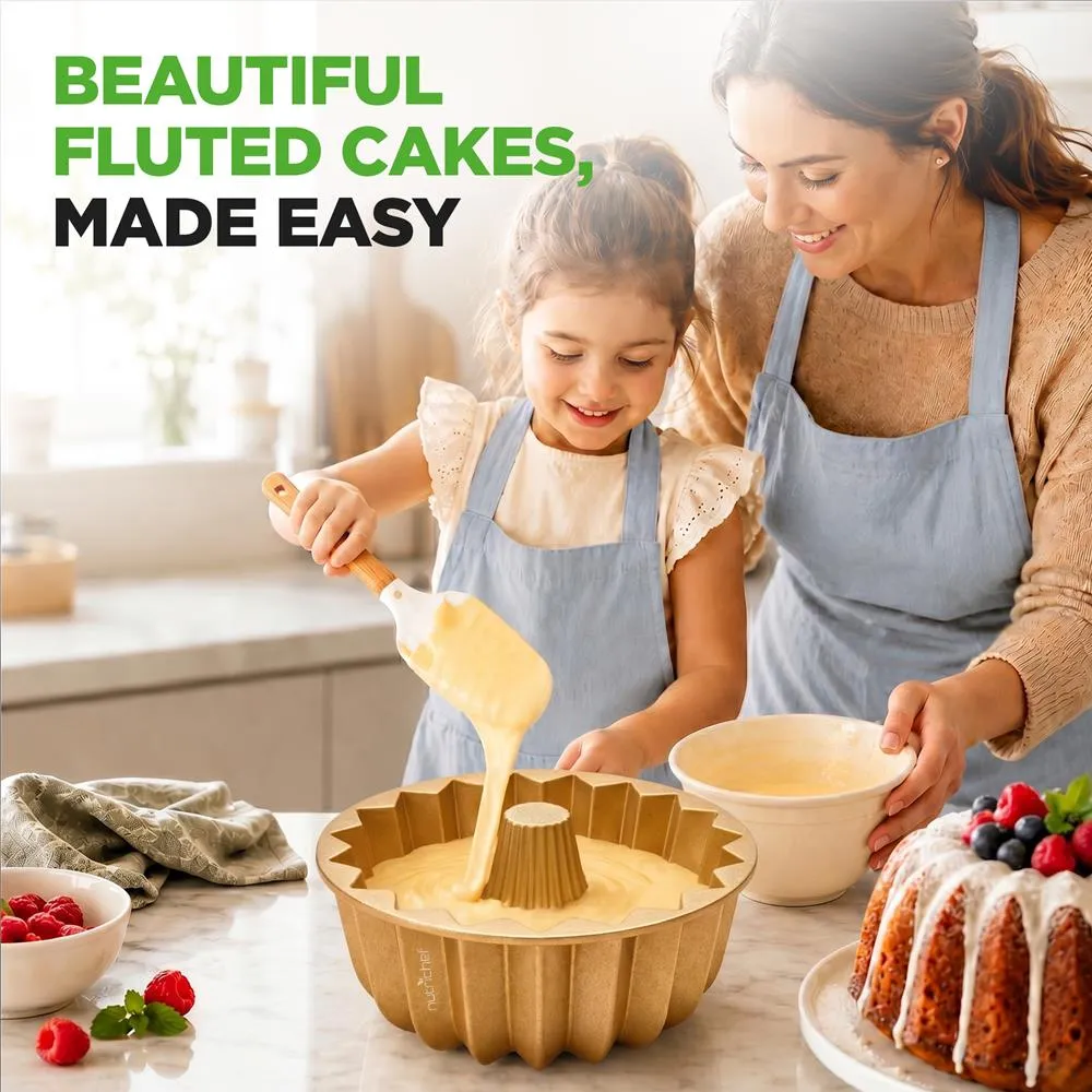 Nutrichef moule bundt gâteau 23 cm alu doré antiadhésif