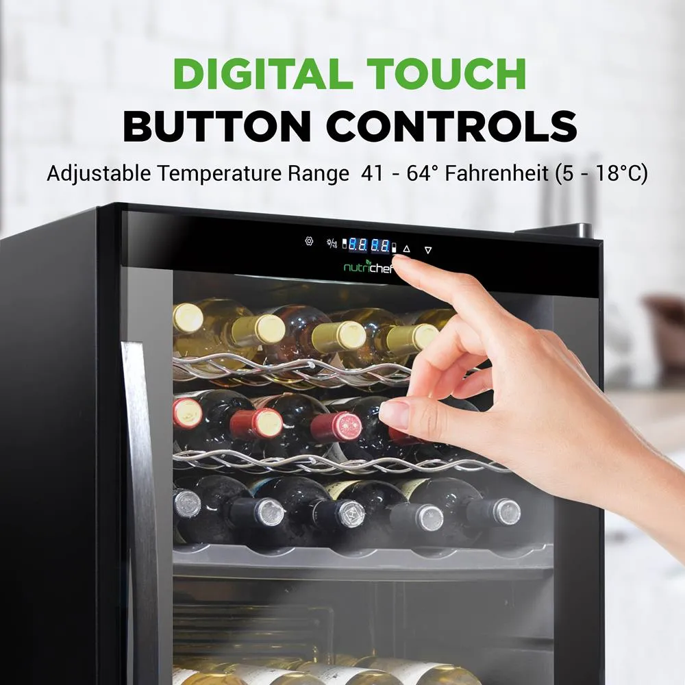 Nutrichef Cave à Vin 33 Bouteilles Double Zone Inox Réfrigérée