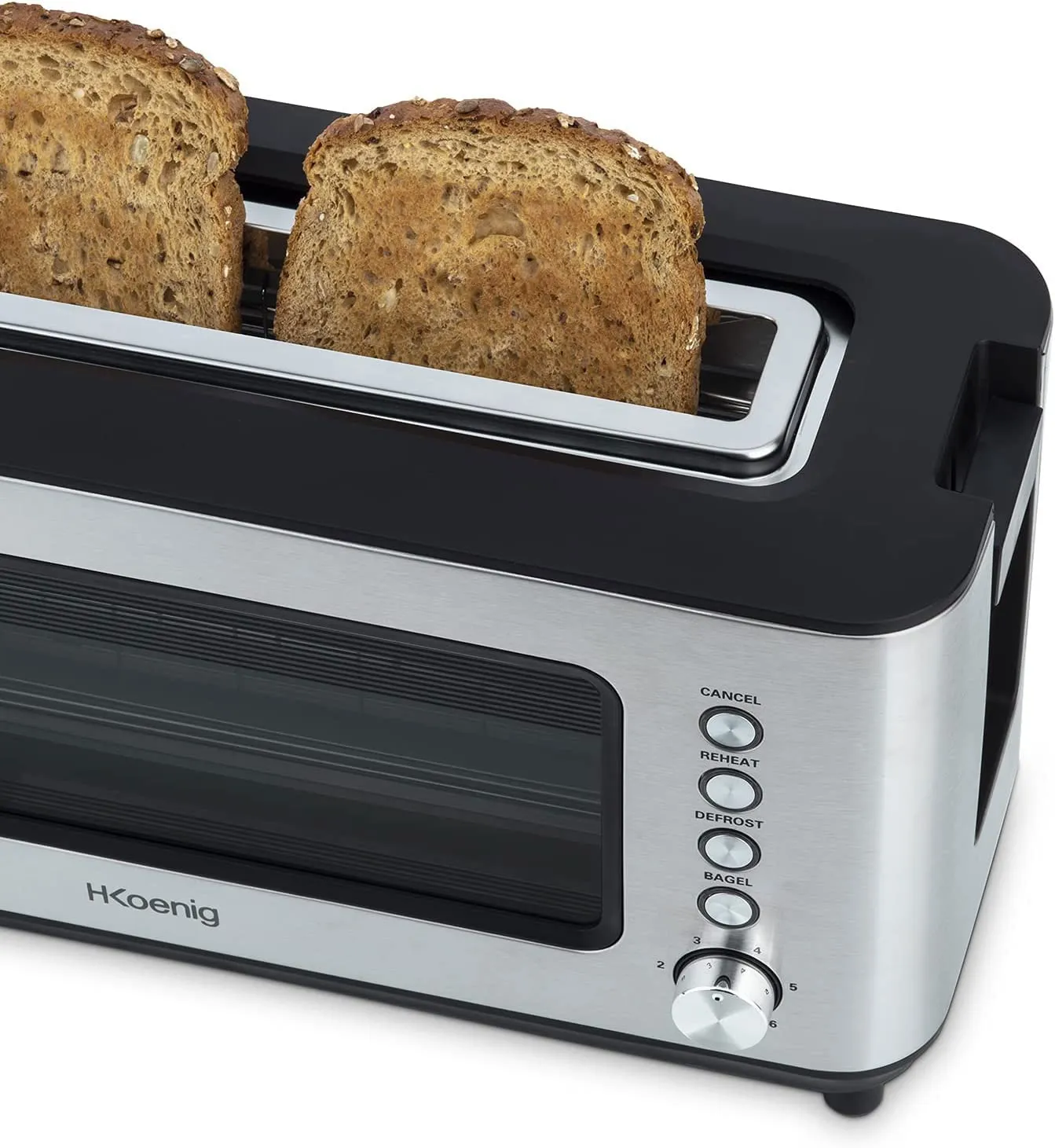 H.Koenig VIEW7 grille-pain vitré 2 tranches inox 1200W