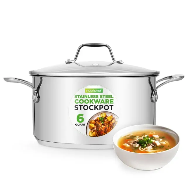 Nutrichef faitout inox 5,7 L couvercle verre induction