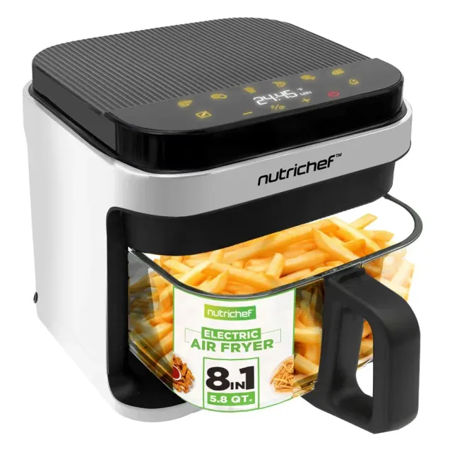Nutrichef Friteuse sans huile 5,8 QT panier transparent blanc