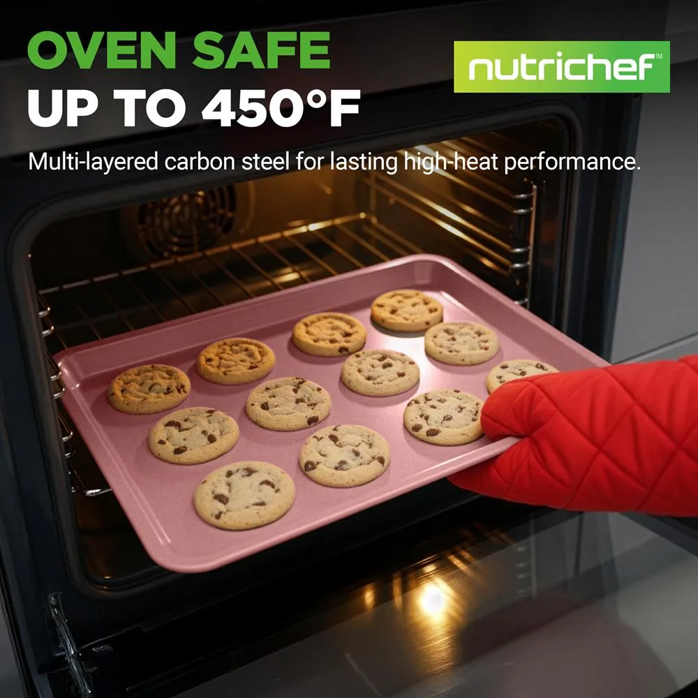 Nutrichef NC2TRRG lot 2 plaques cuisson antiadhésives rose gold