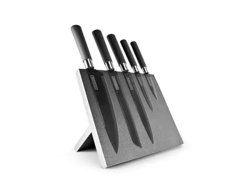 Kitchencook Slate lot 5 couteaux inox socle noir