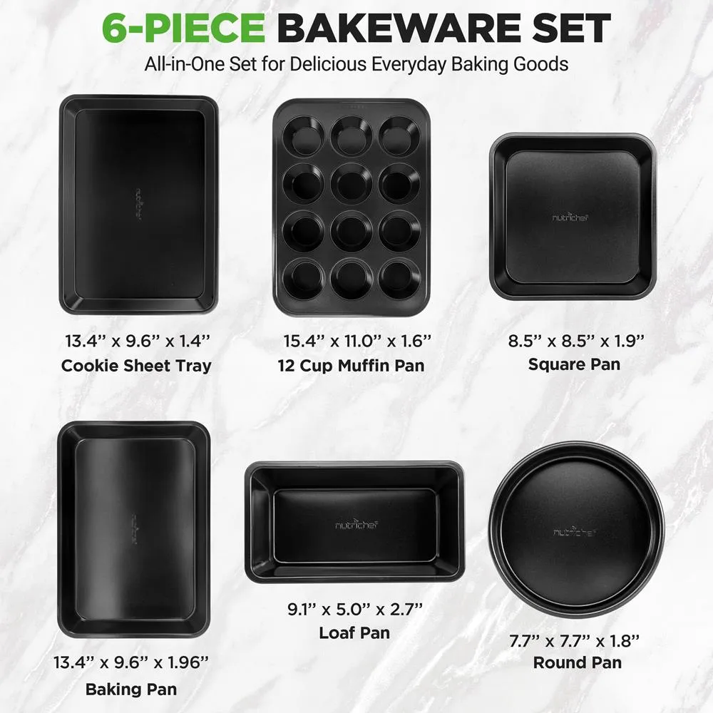 Nutrichef set moules pâtisserie antiadhésif 6 pcs noir