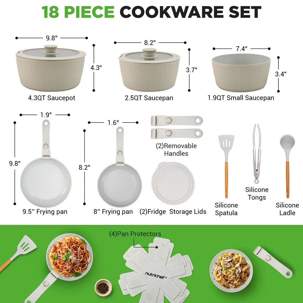 Nutrichef batterie cuisine céramique 18 pièces verte