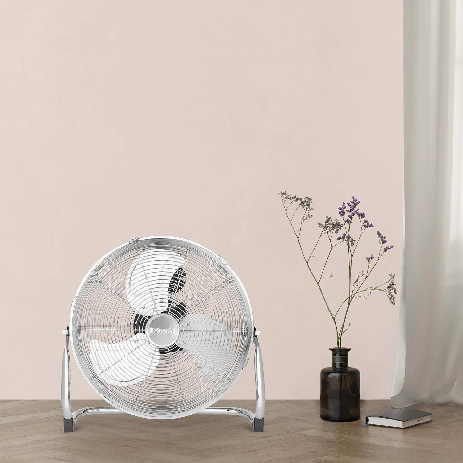 H.Koenig JOE32 ventilateur sol 45 cm métal chromé