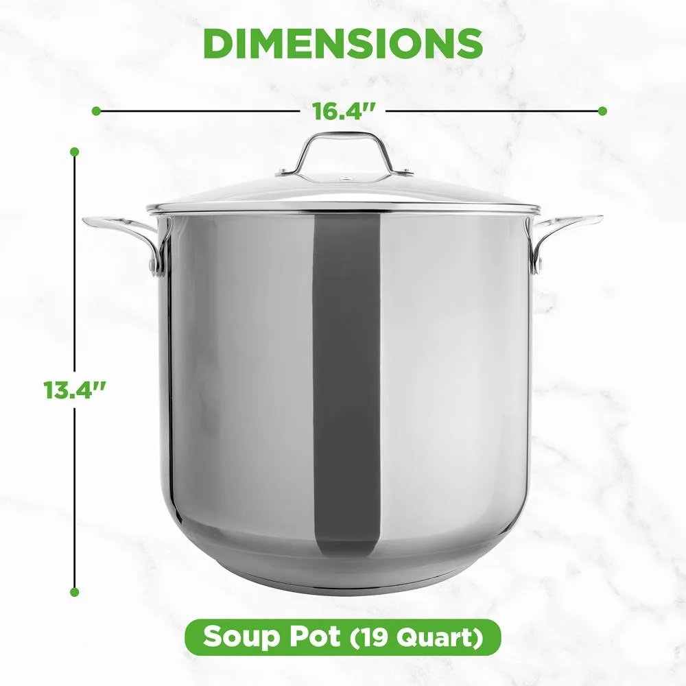 Nutrichef Faitout inox 19 Qt avec couvercle verre induction