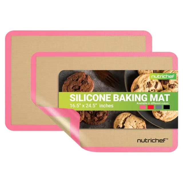 Nutrichef tapis cuisson silicone rose lot 2 grand