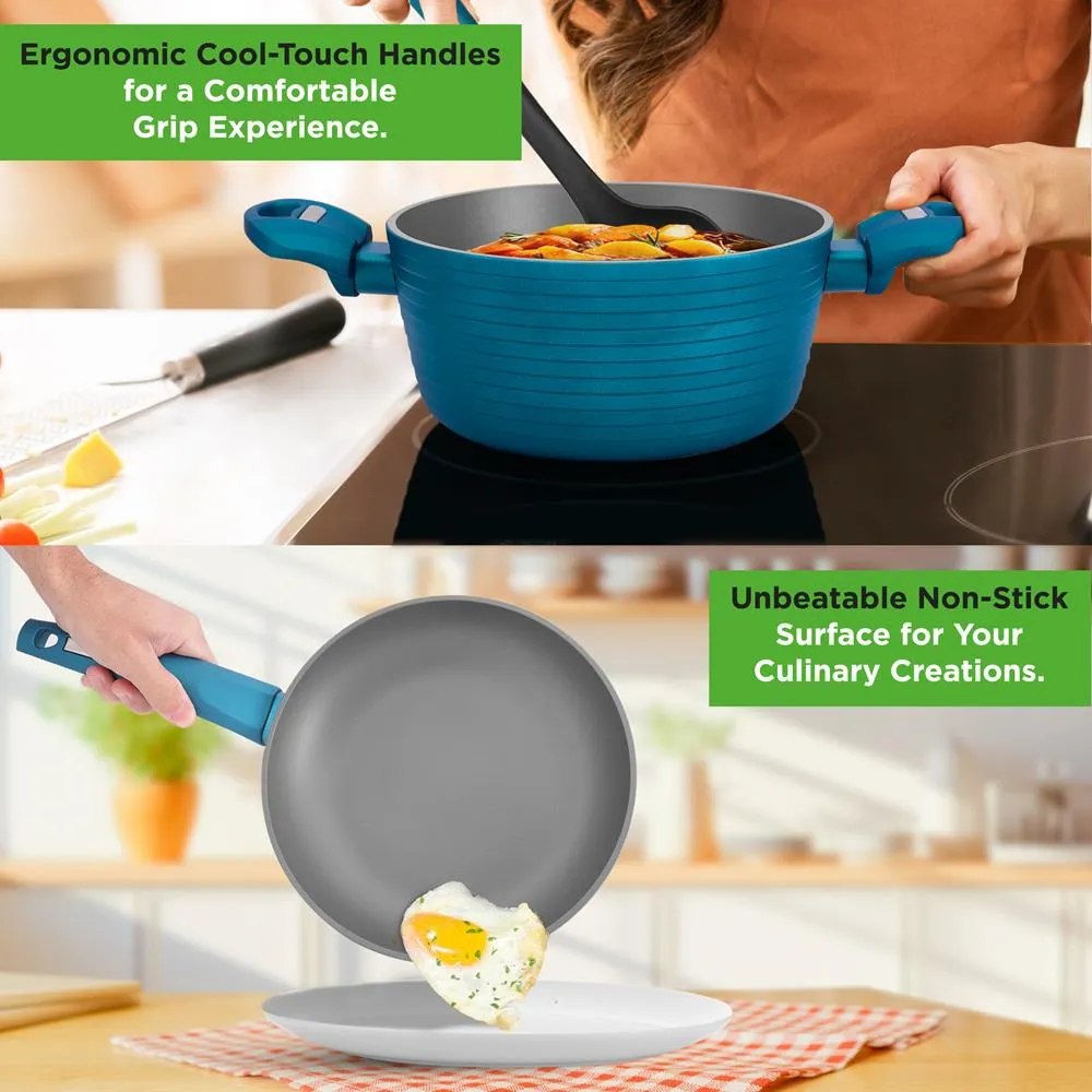Nutrichef 12-Piece Nonstick batterie cuisine verte 12 pcs