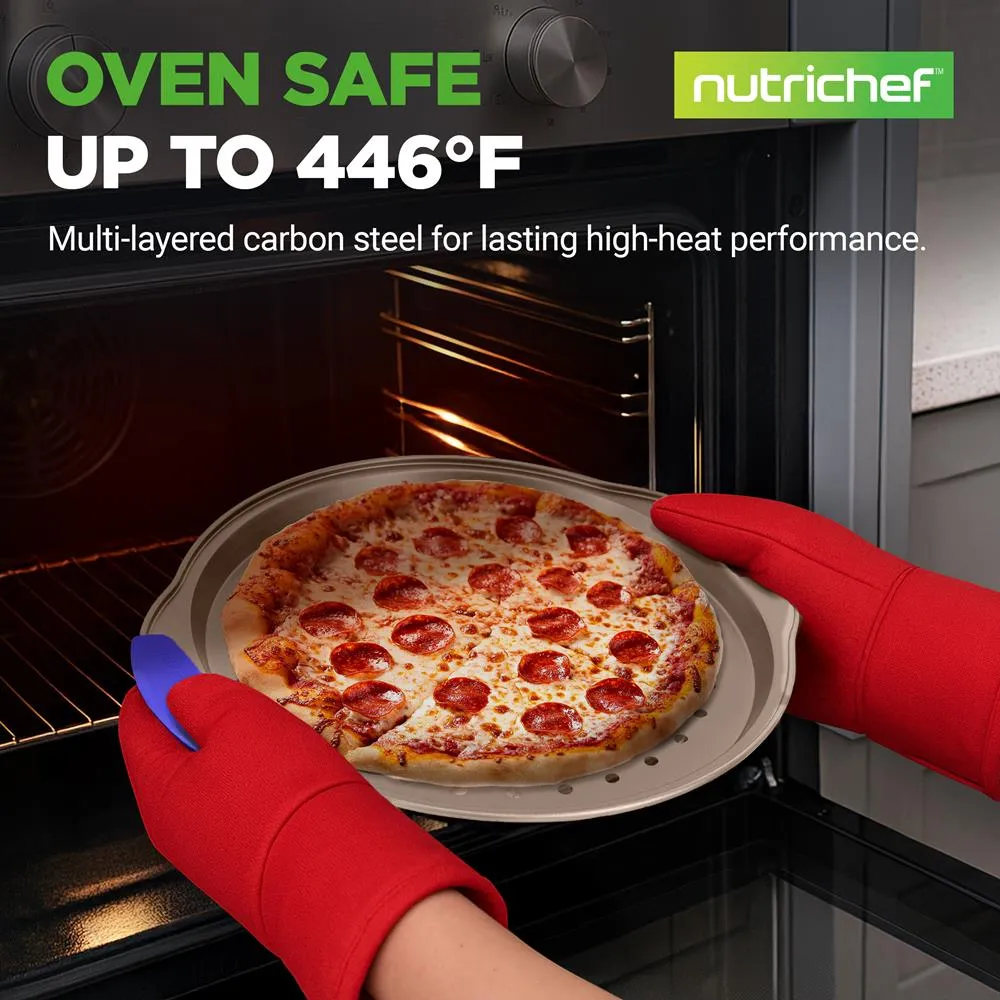 Nutrichef plaque pizza 33 cm acier doré antiadhésive