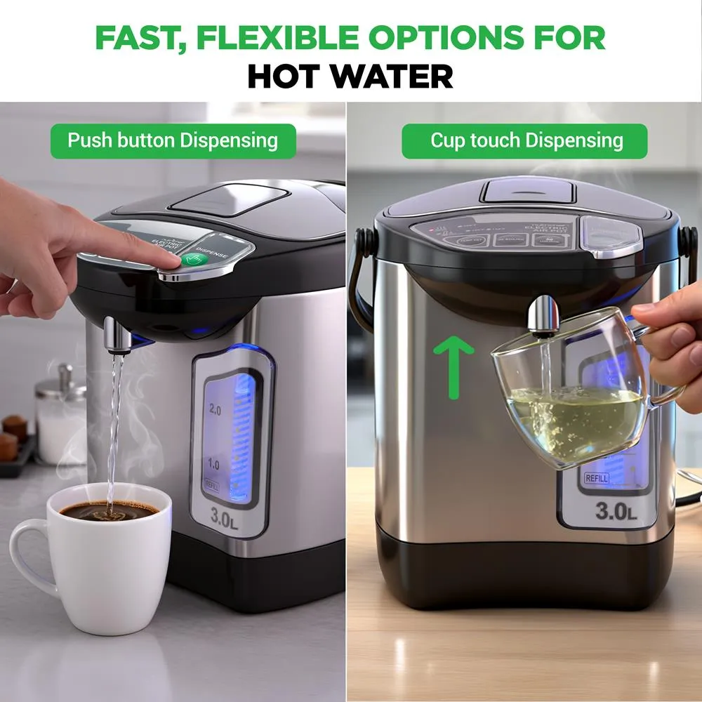 Nutrichef bouilloire distributeur eau chaude 3 L inox