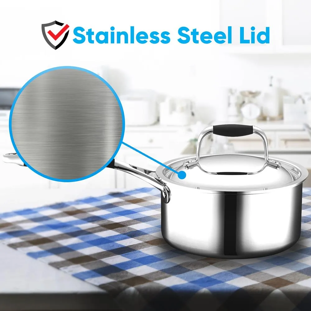 Nutrichef NCSSS12 Casserole Inox 1,5 Qt avec Couvercle