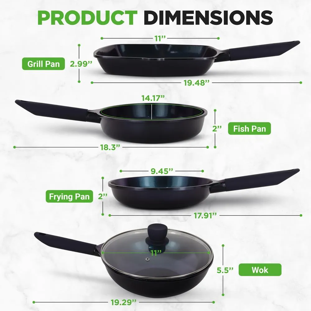 Nutrichef Set 5 Poêles Céramique Blue Diamond Induction