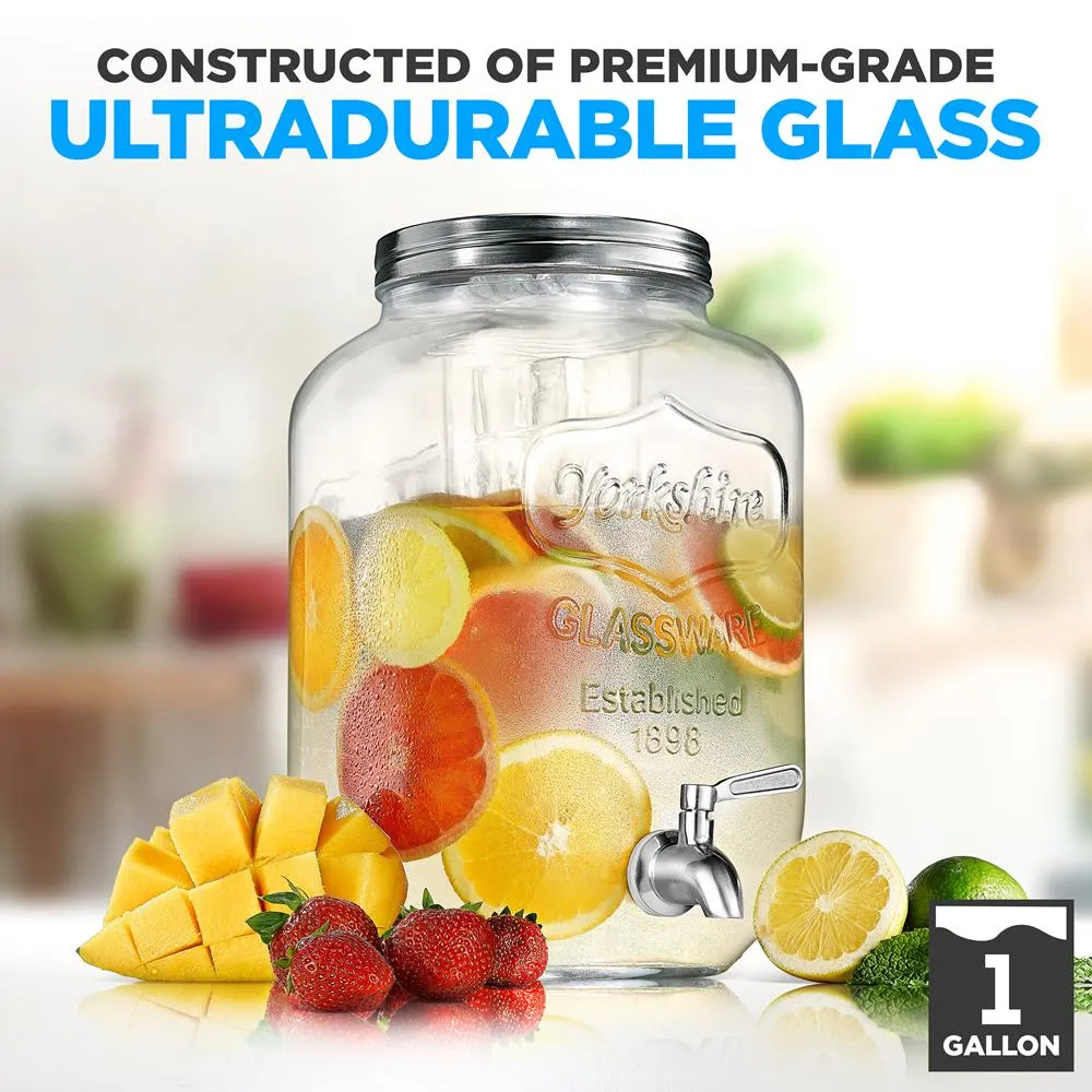 Nutrichef distributeur de boisson verre 3,8 L robinet inox