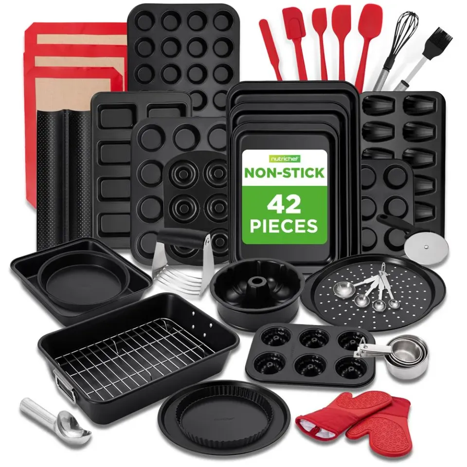 Nutrichef set 42 moules pâtisserie antiadhésifs acier carbone