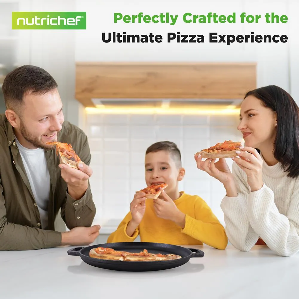 Nutrichef Plat Pizza Fonte Pré-Culotté 33 cm avec Poignées
