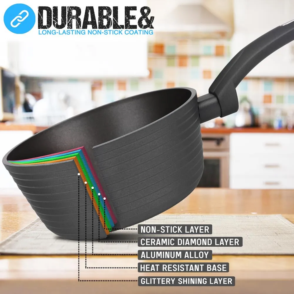 Nutrichef casserole 1,4 L avec couvercle induction motif ligné