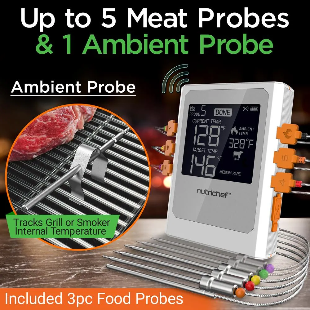 Nutrichef Thermomètre BBQ WiFi 2 Sondes Inox