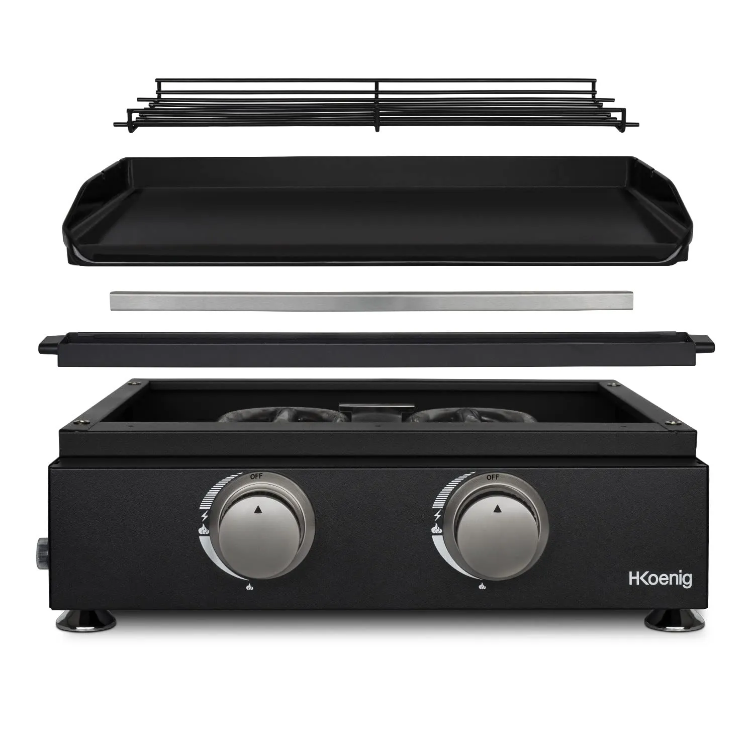 H.Koenig PLX1022 plancha gaz 2 brûleurs 47x36 cm