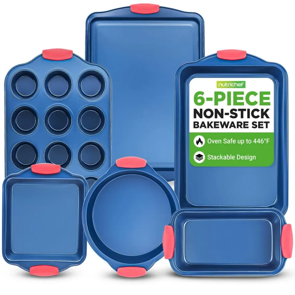 Nutrichef NCSBSBL6 set pâtisserie antiadhésif 6 pièces bleu