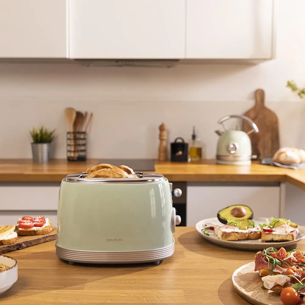 Cecotec Toast Taste 800 Grille-Pain Vintage Vert 850 W