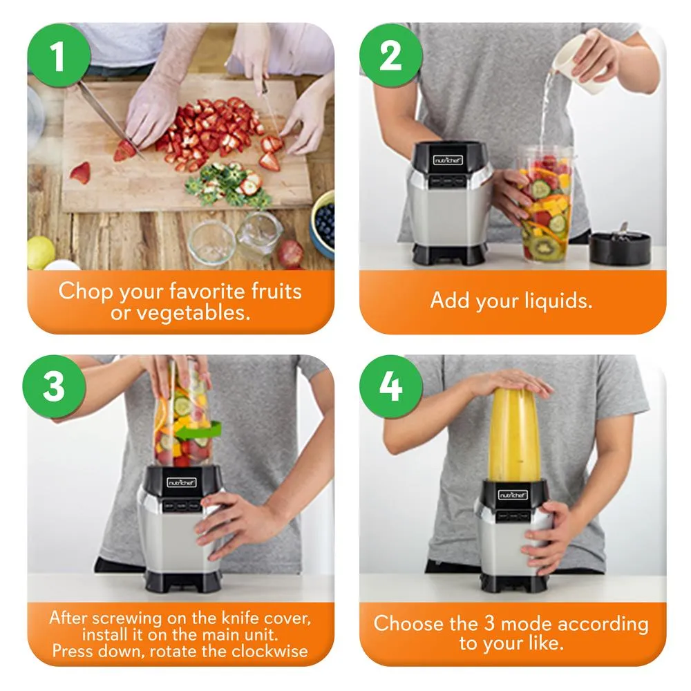 Nutrichef blender smoothie 1000W 2 gobelets nomade