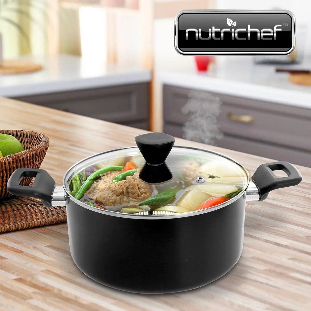 Nutrichef NCCWA13 Faitout 5 Qt Antiadhésif Couvercle Verre
