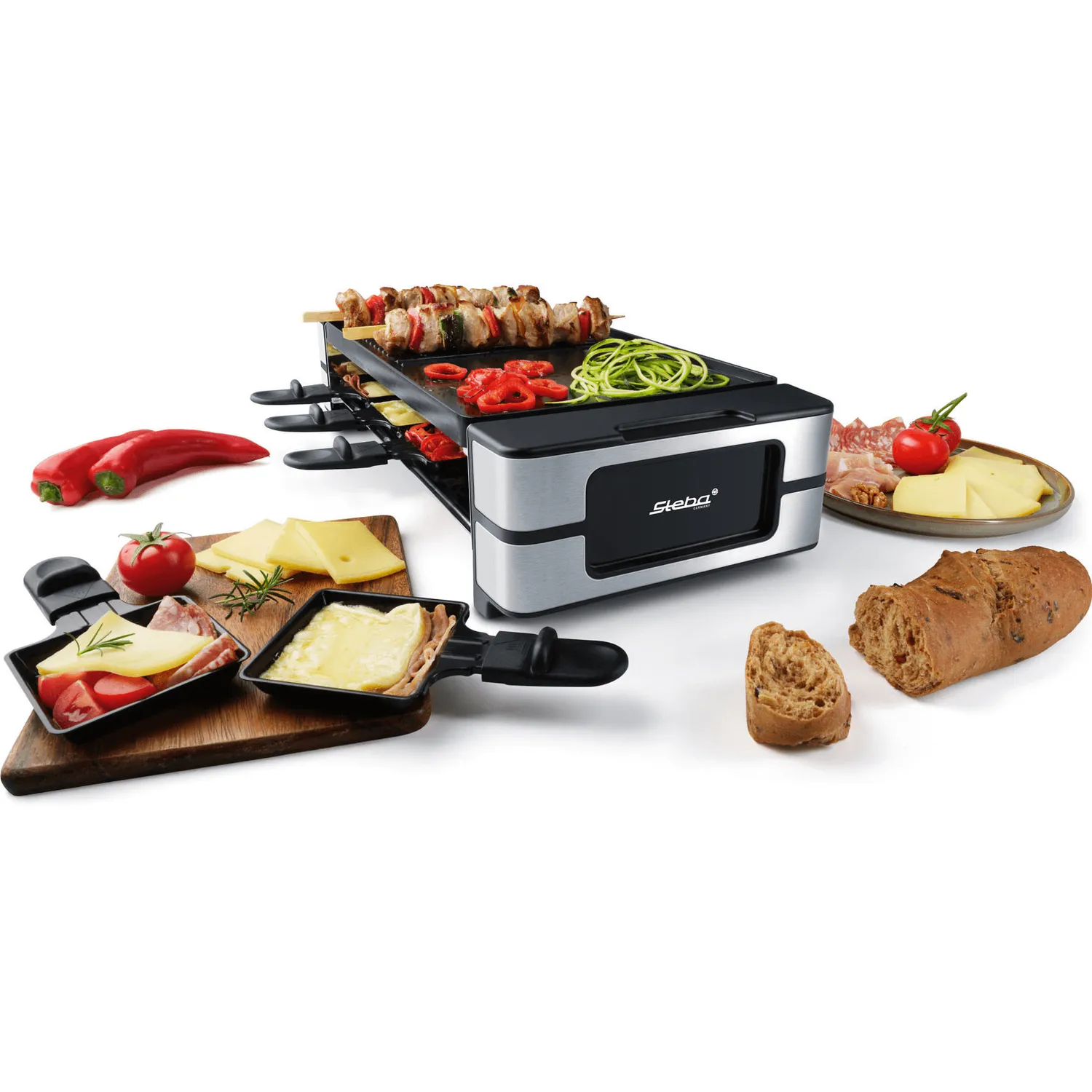 Steba RC 180 appareil raclette 8 poêlons fonte grill