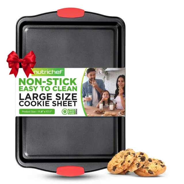 Nutrichef plaque cookies noire poignées silicone 43x30 cm