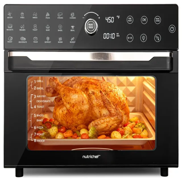 Nutrichef four air fryer combiné 32 QT 20 programmes rôtisserie