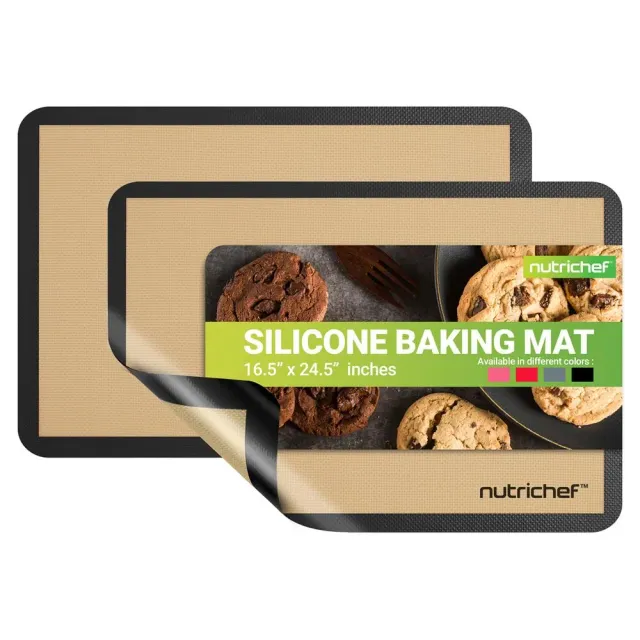 Nutrichef Tapis de Cuisson Silicone Antiadhésif Lot de 2 Grande Taille