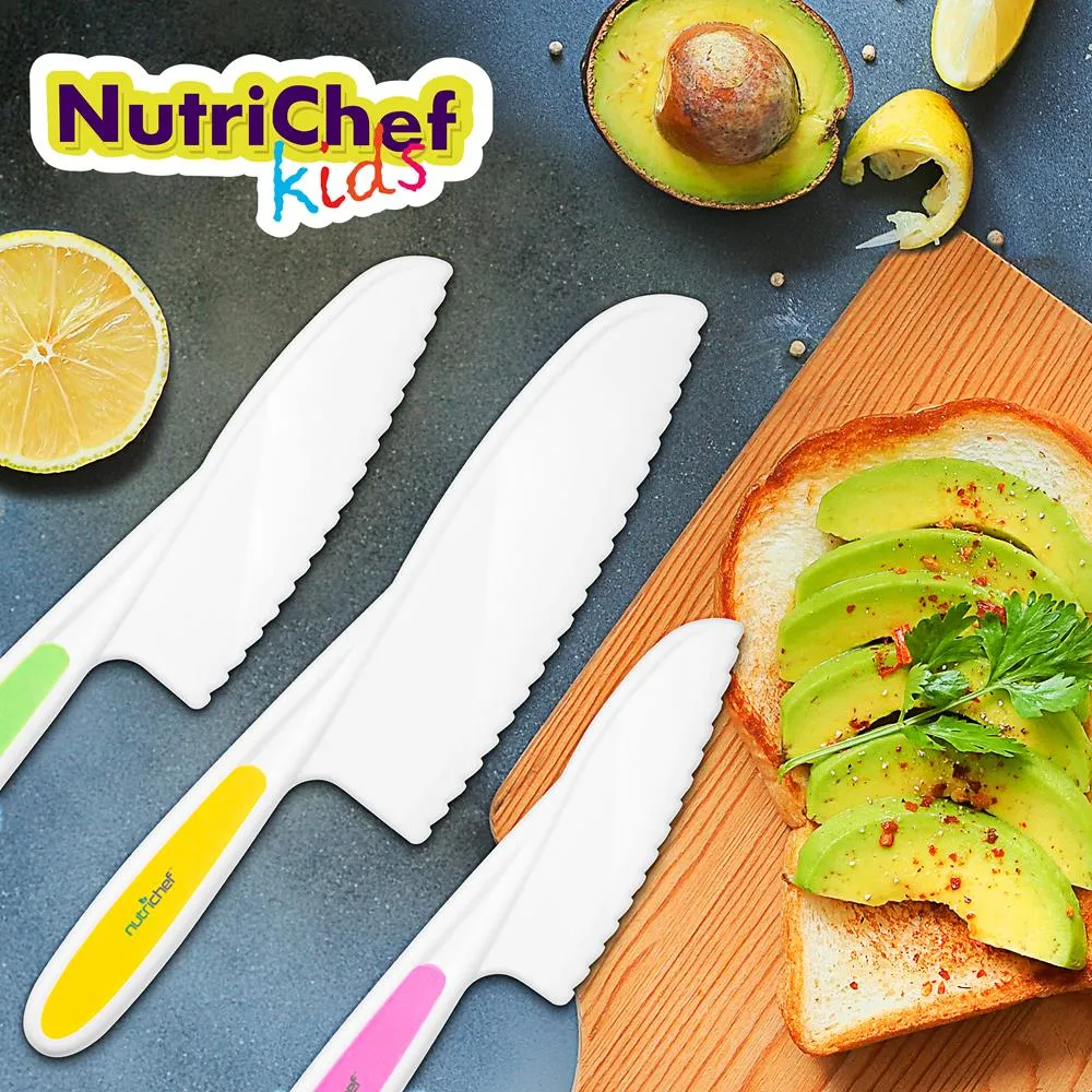 Nutrichef couteaux enfants nylon 3 pièces sécurisés