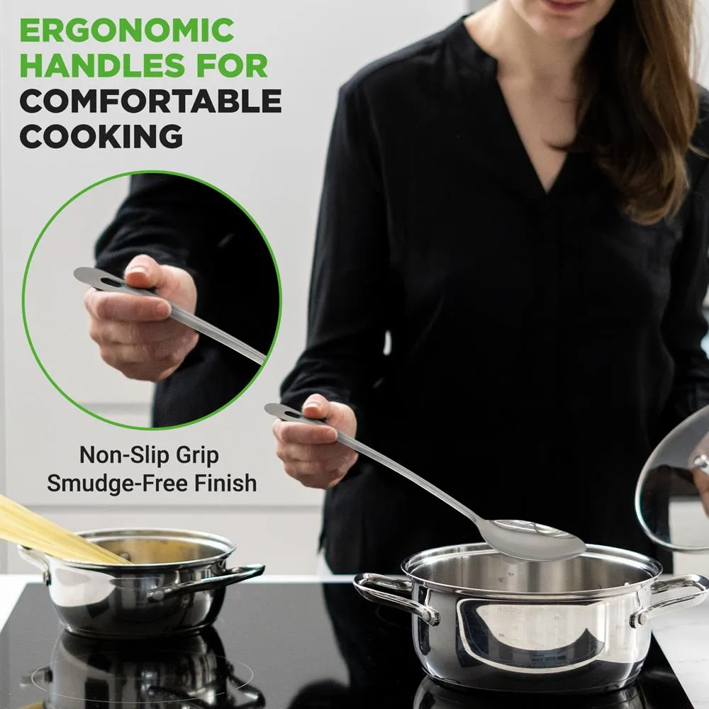 Nutrichef Set 10 Ustensiles Inox avec Support Antadhésif