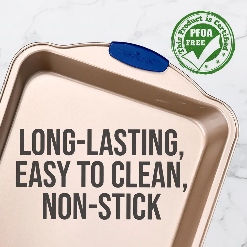 Nutrichef plaque de cuisson antiadhésive dorée 44 cm poignées silicone