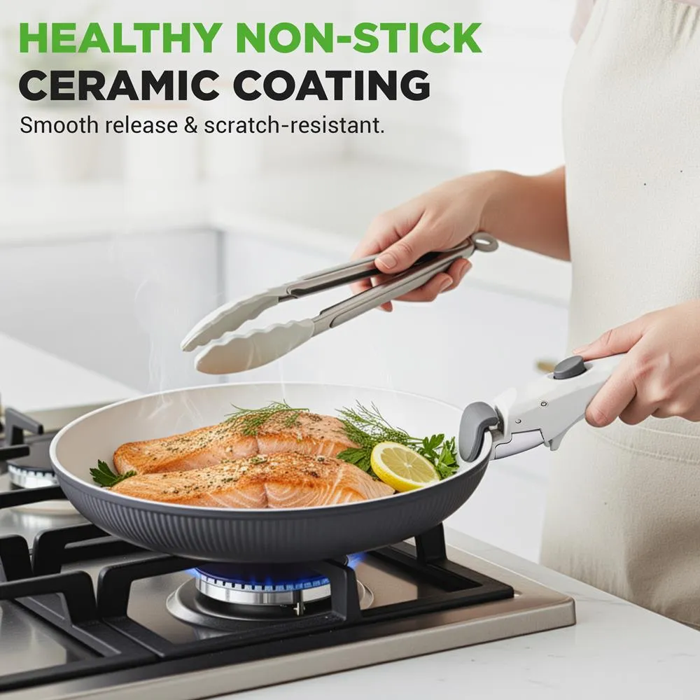 Nutrichef batterie cuisine céramique 18 pièces grise