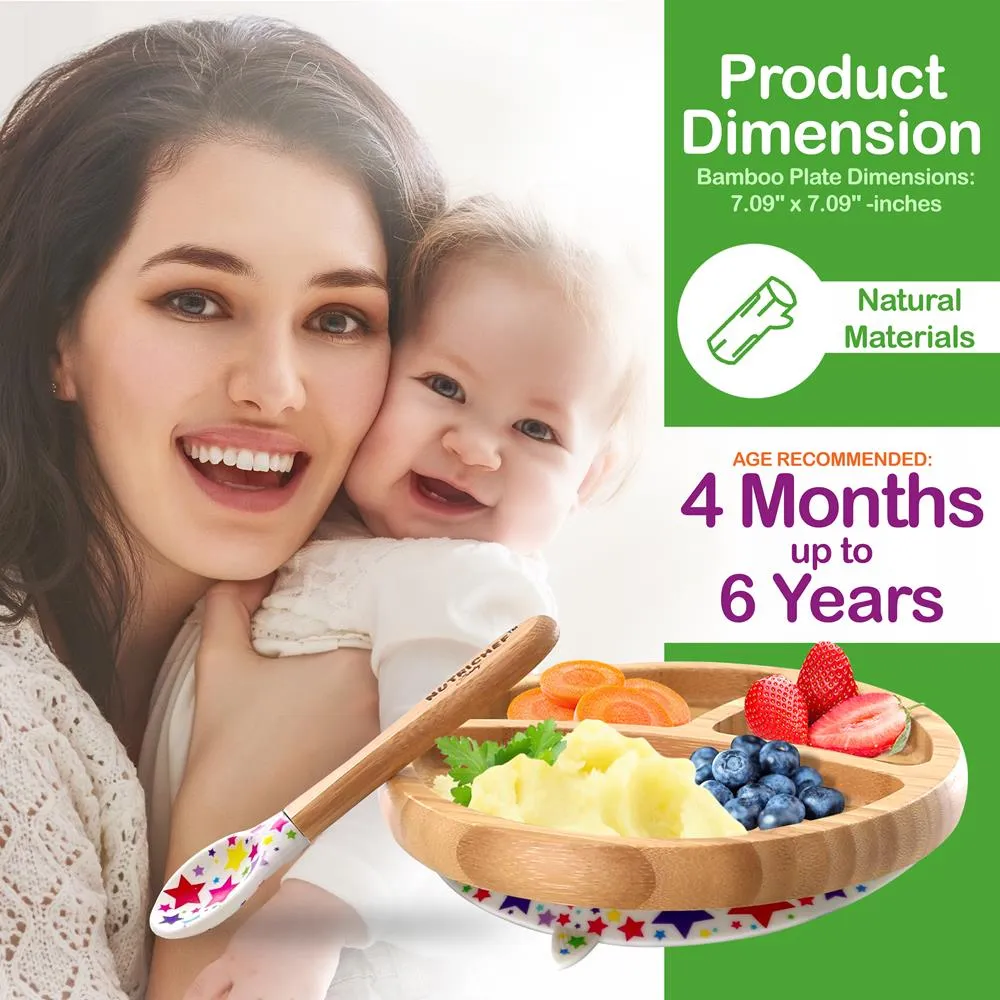 Nutrichef assiette bébé ventouse 3 compartiments + cuillère