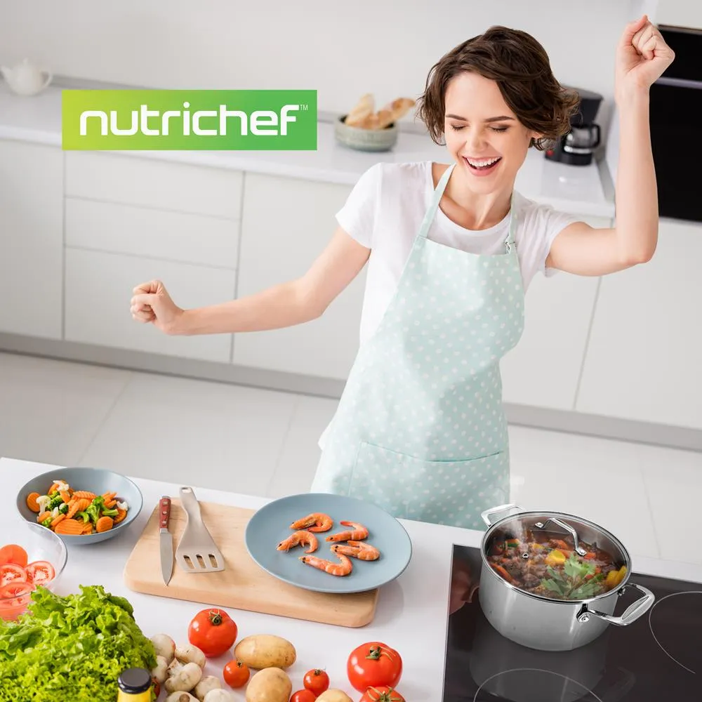 Nutrichef faitout inox 5,7 L couvercle verre induction