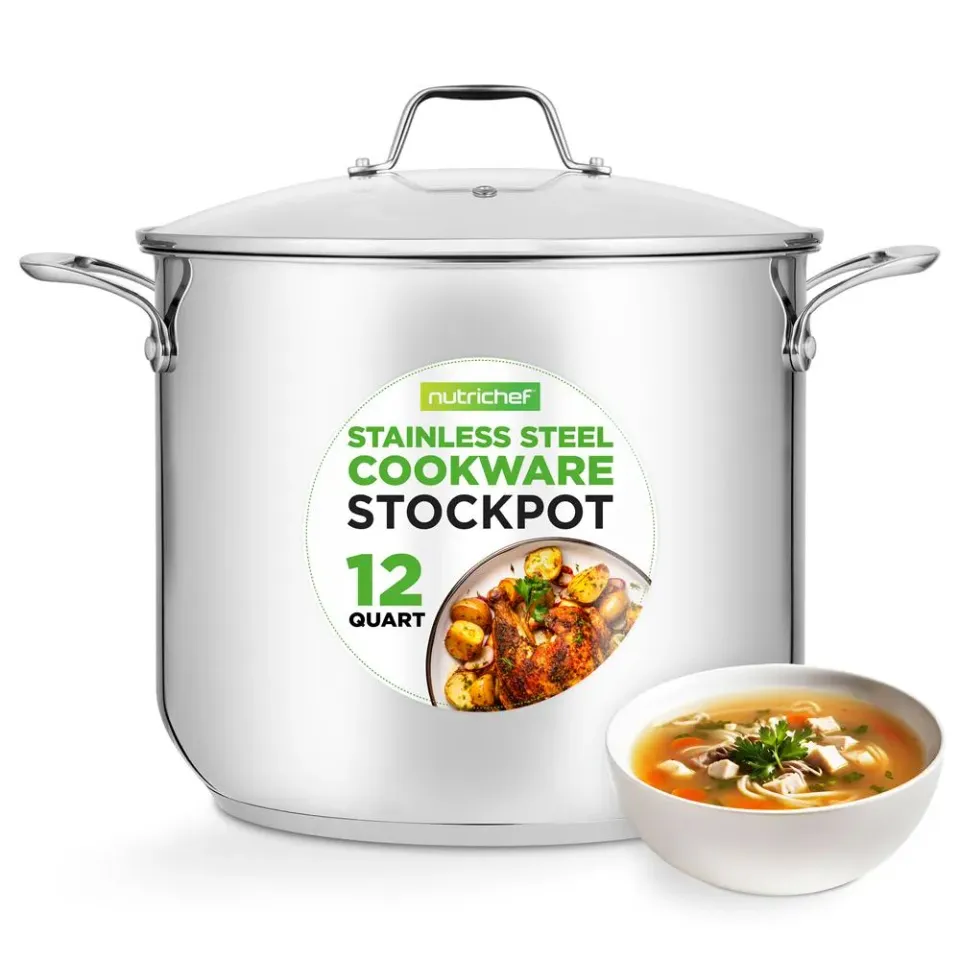 Nutrichef NCSP12 faitout inox 12 Qt couvercle verre induction