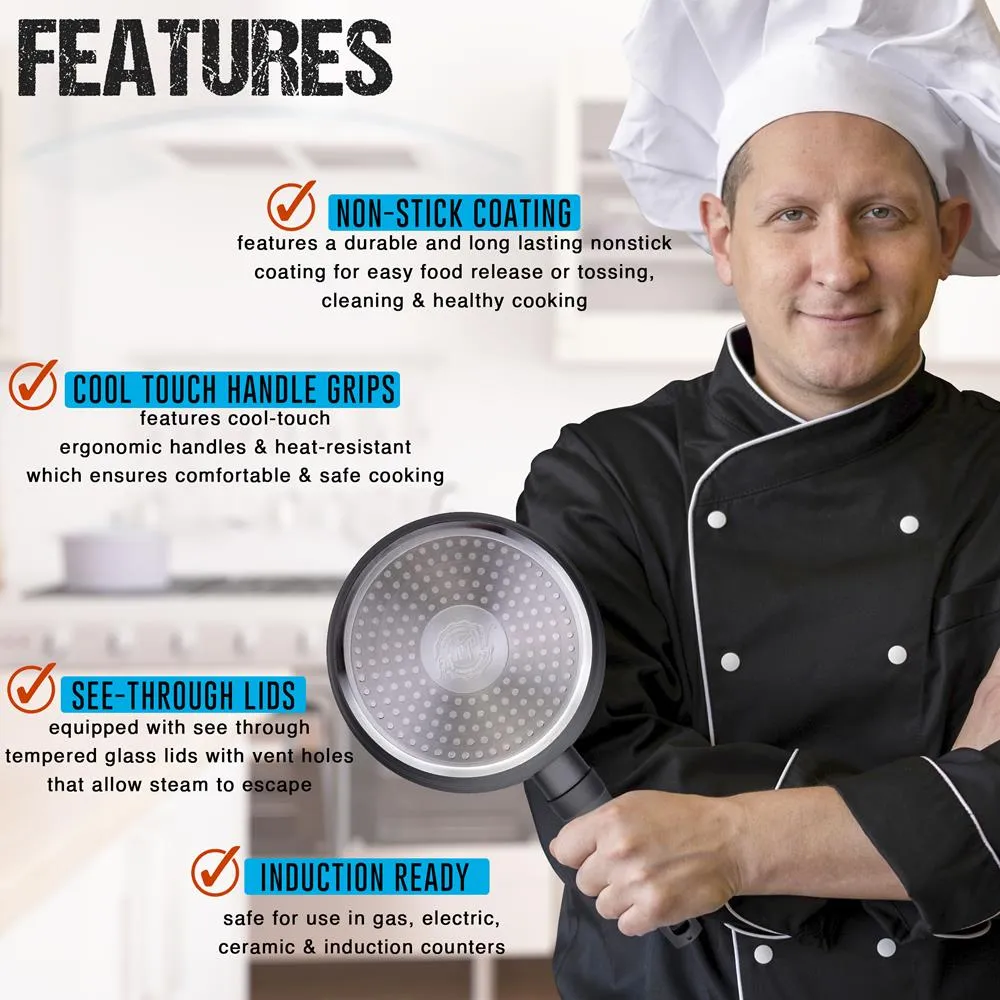 Nutrichef casserole 1,4 L avec couvercle induction motif ligné