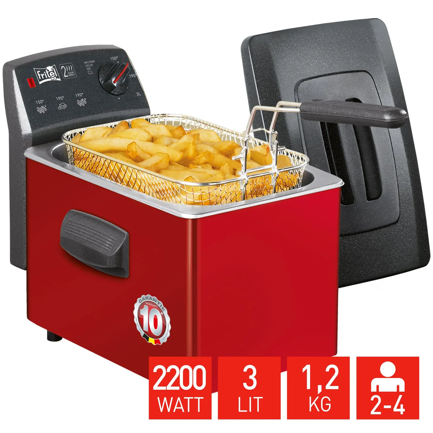 Fritel Turbo SF 4153 friteuse 3L rouge huile et graisse