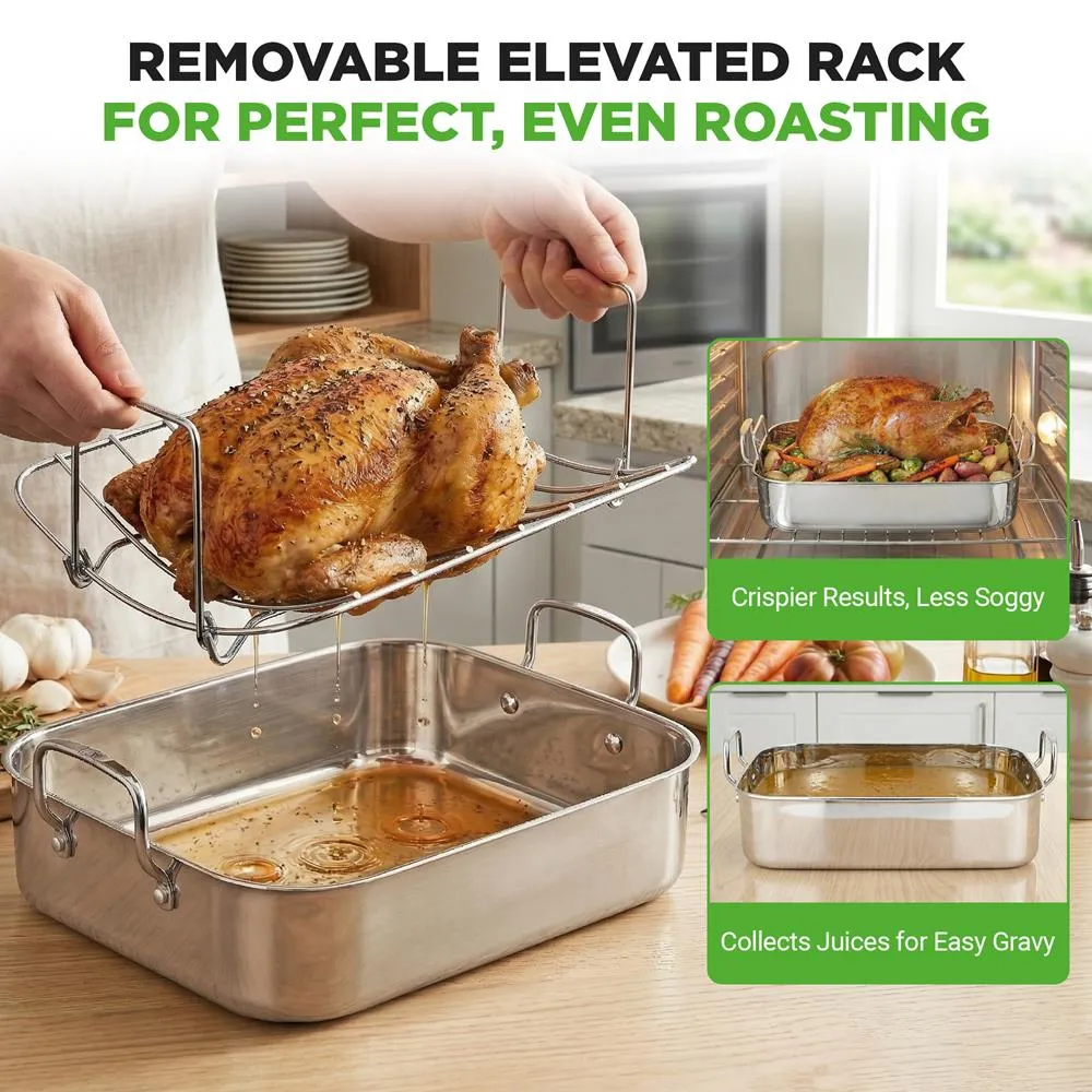 Nutrichef plat à rôtir inox 14 pouces avec grille