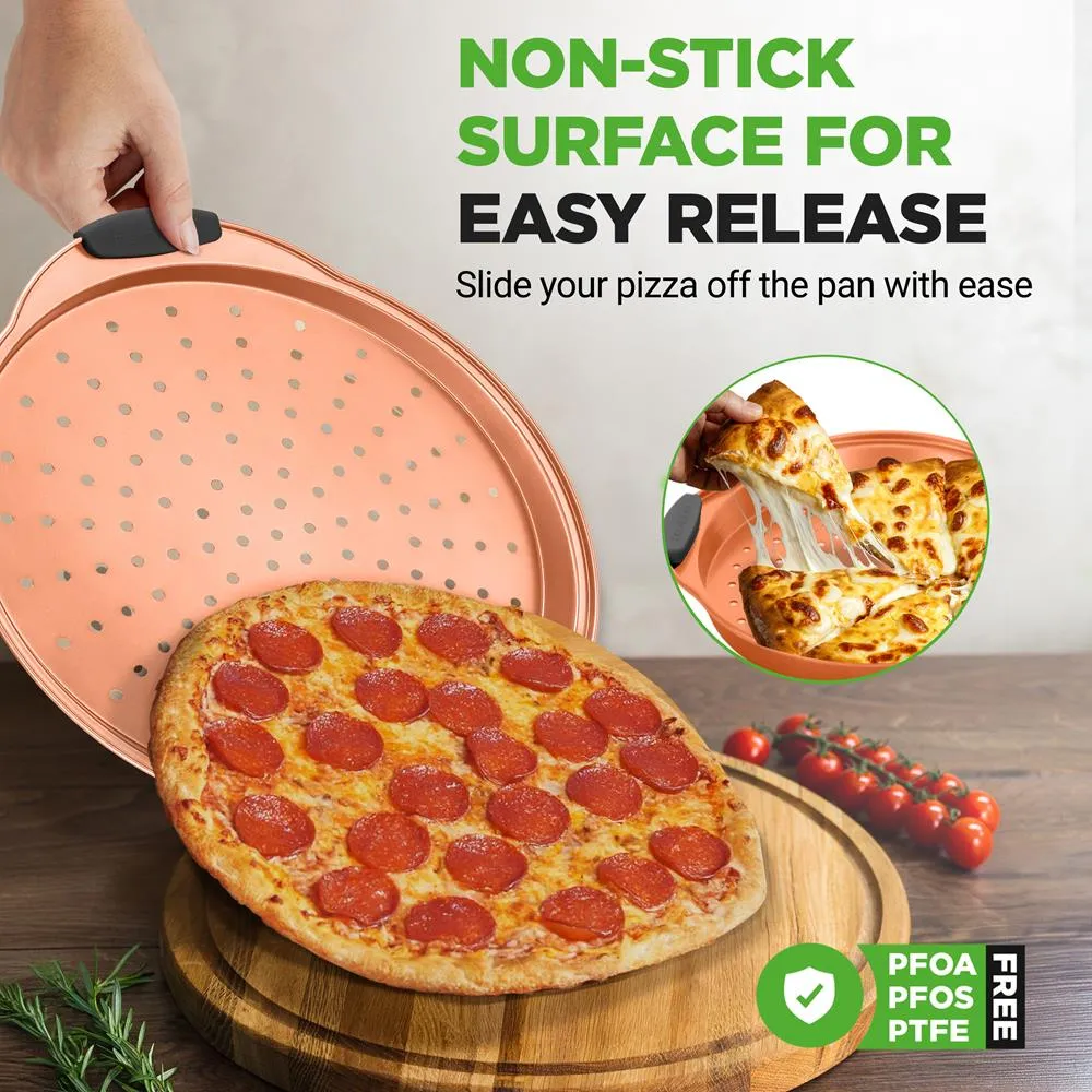 Nutrichef Plaque Pizza Antiadhésive 33 cm Acier Carbone Cuivre